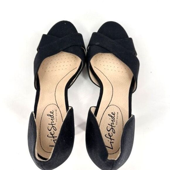 LifeStride Women's Black Peep Toe Mykonos D’orsay Sandal Heels Size 7.5 - Picture 5 of 15